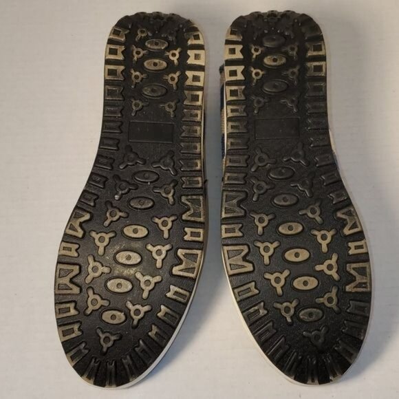 Minika Canvas Shoes Wedge Stripe Slip On Navy Cream Women's Size 10 WOMAN'S - Picture 8 of 12